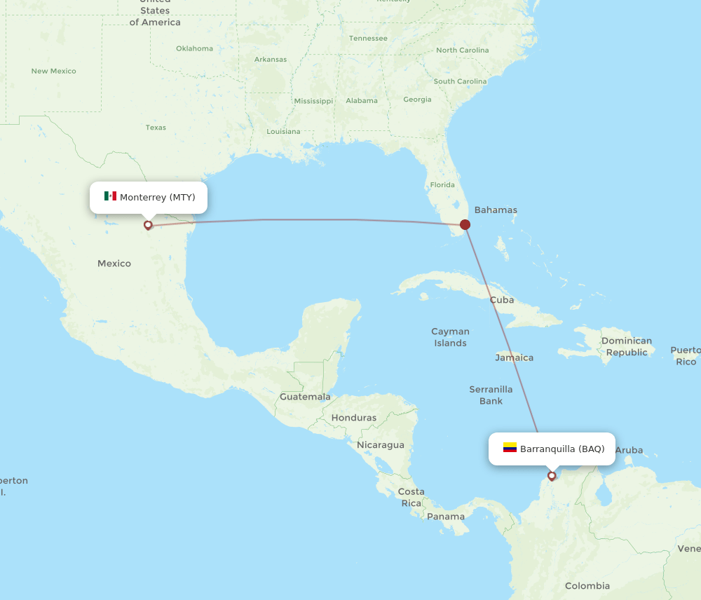 BAQ-MTY flight routes