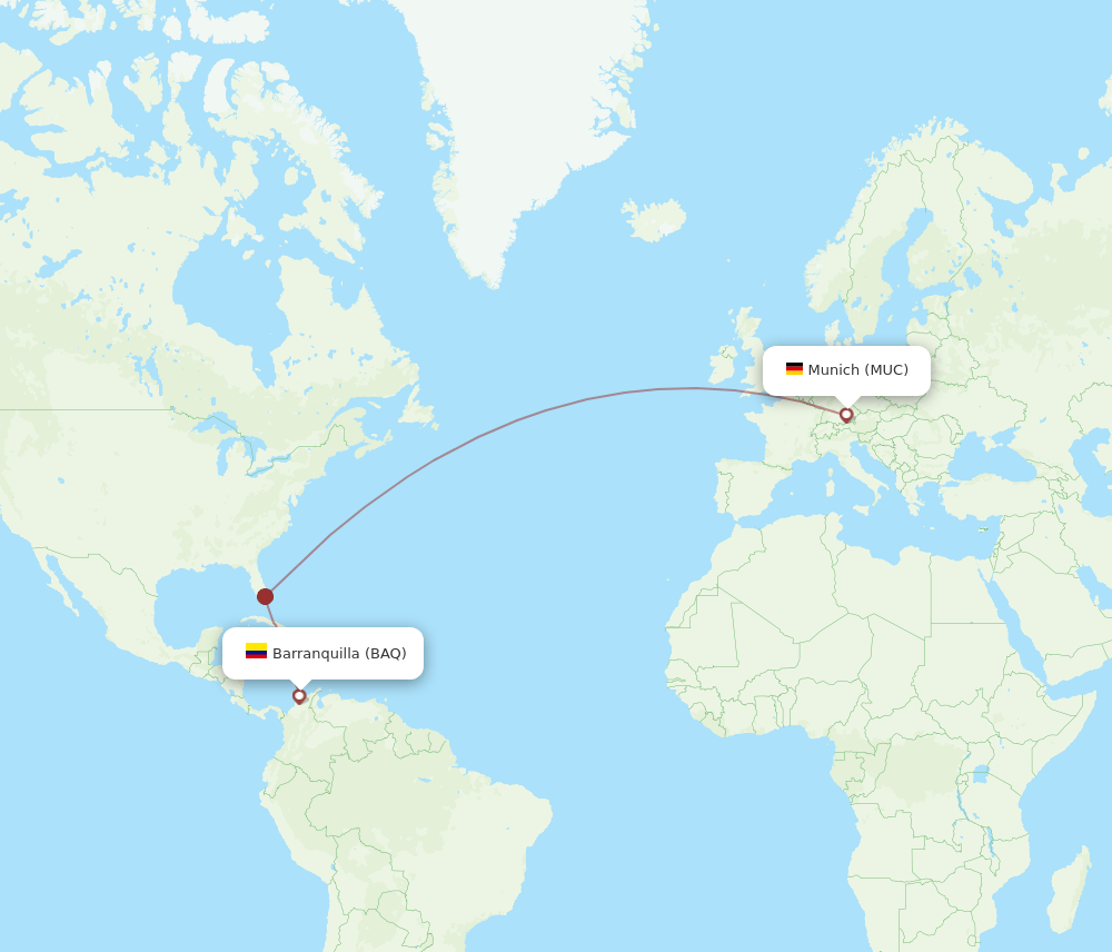 BAQ-MUC flight routes