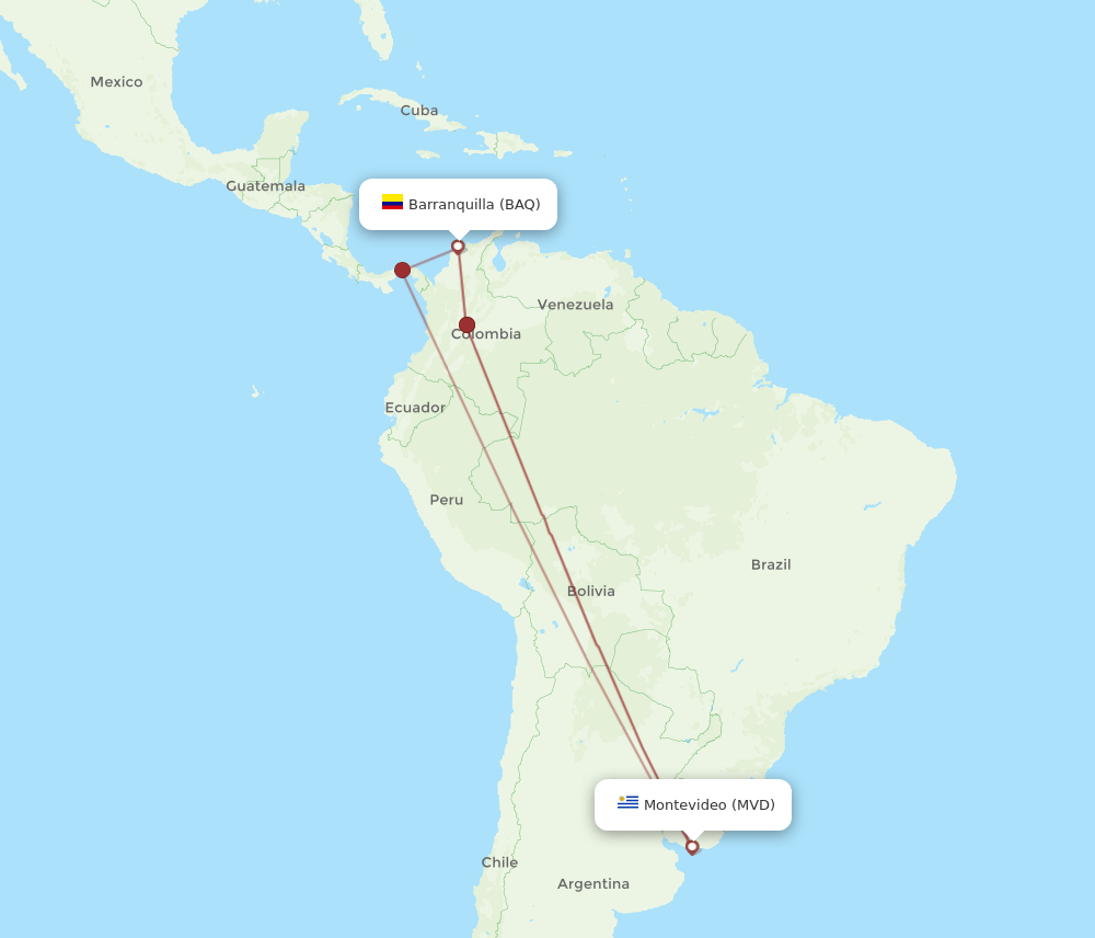 BAQ-MVD flight routes