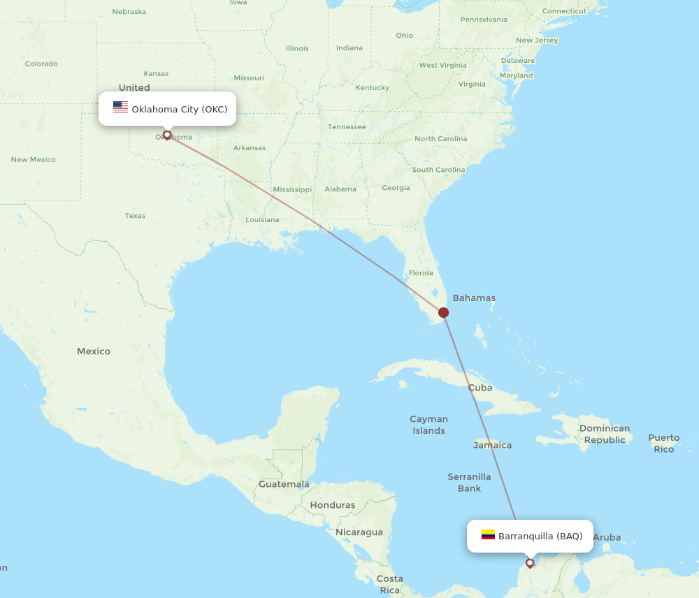 BAQ-OKC flight routes