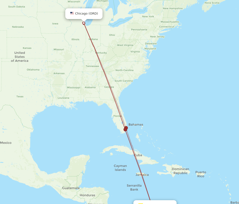 BAQ-ORD flight routes