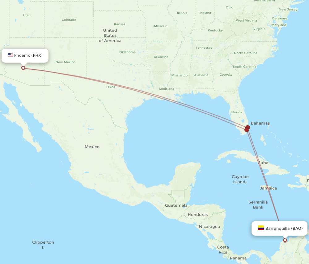 BAQ-PHX flight routes