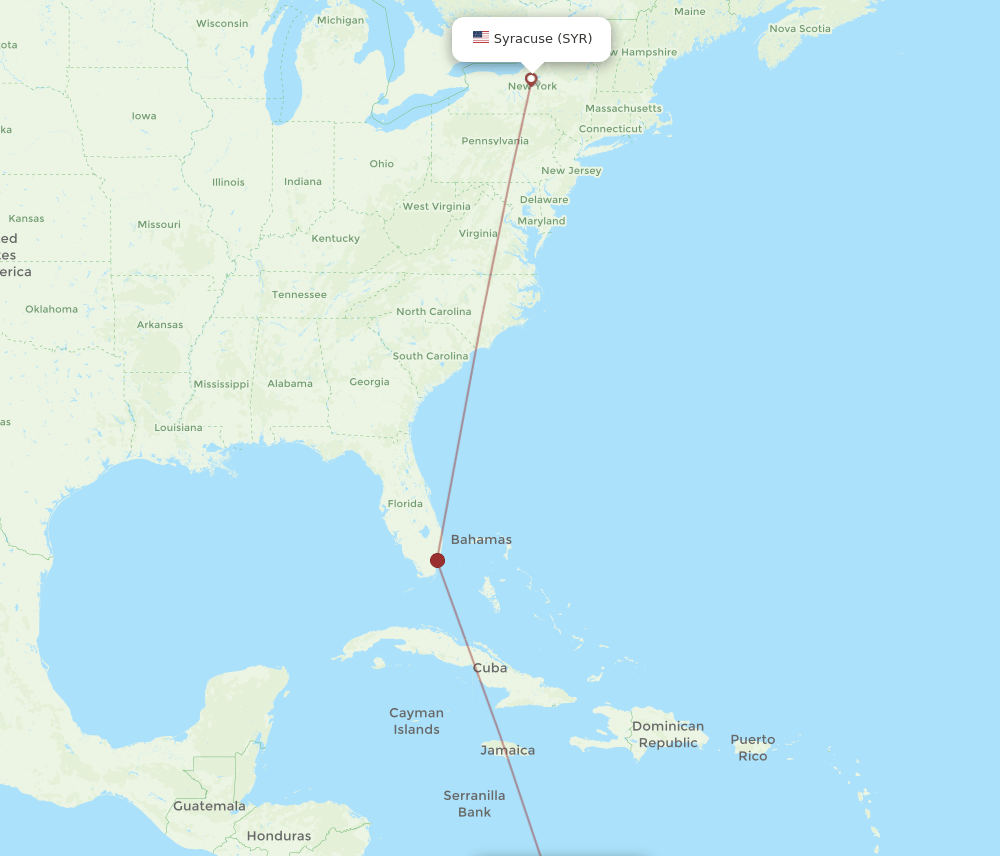 BAQ-SYR flight routes