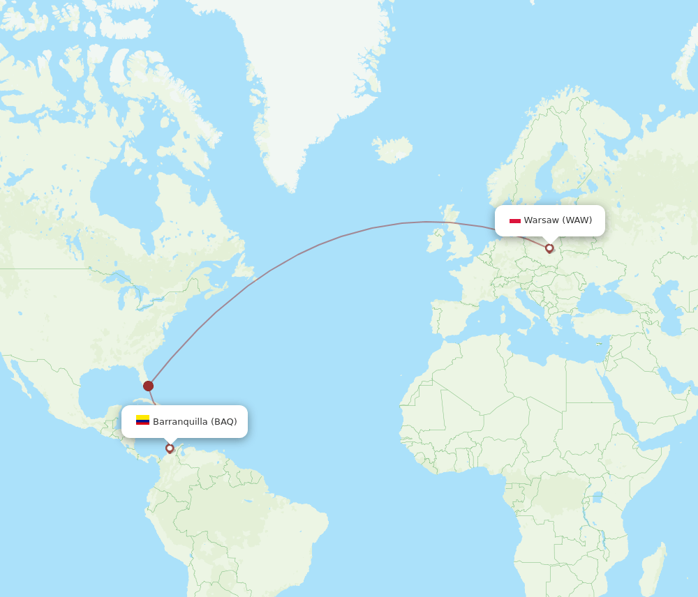 BAQ-WAW flight routes