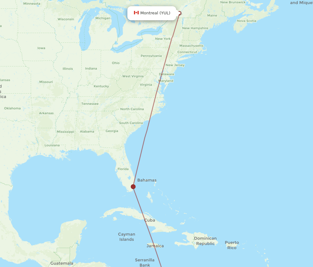 BAQ to YUL flights and routes map