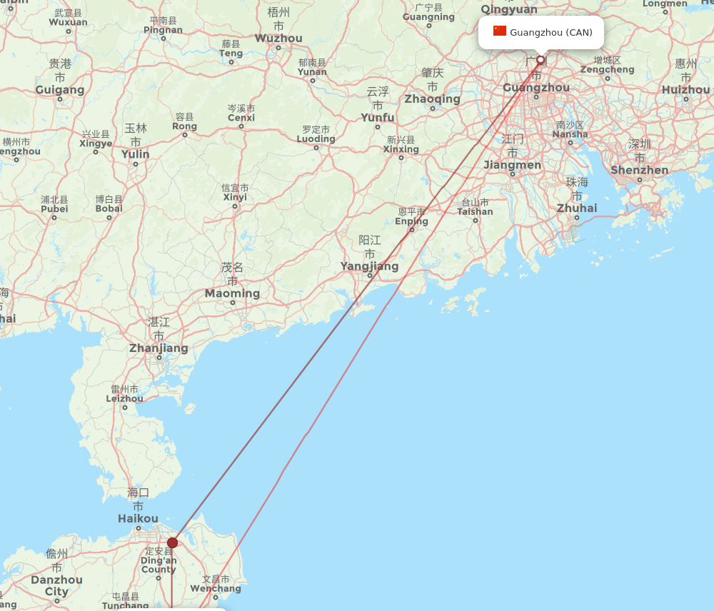 BAR to CAN flights and routes map