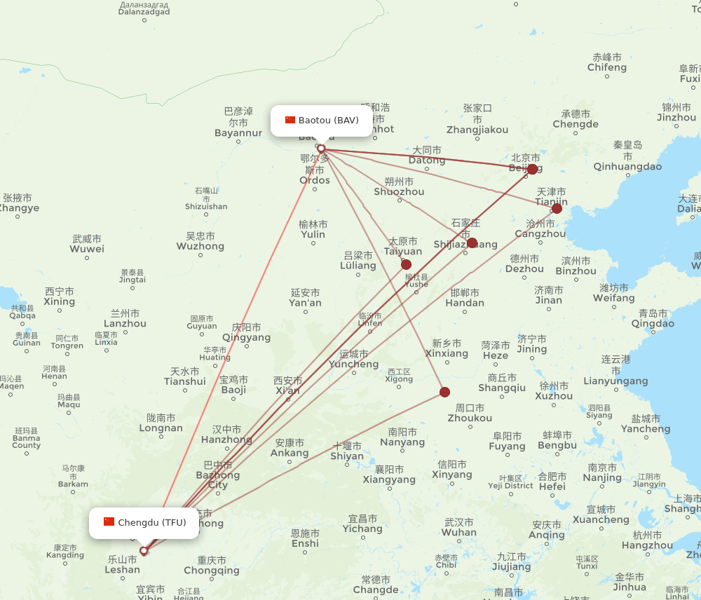 BAV-TFU flight routes