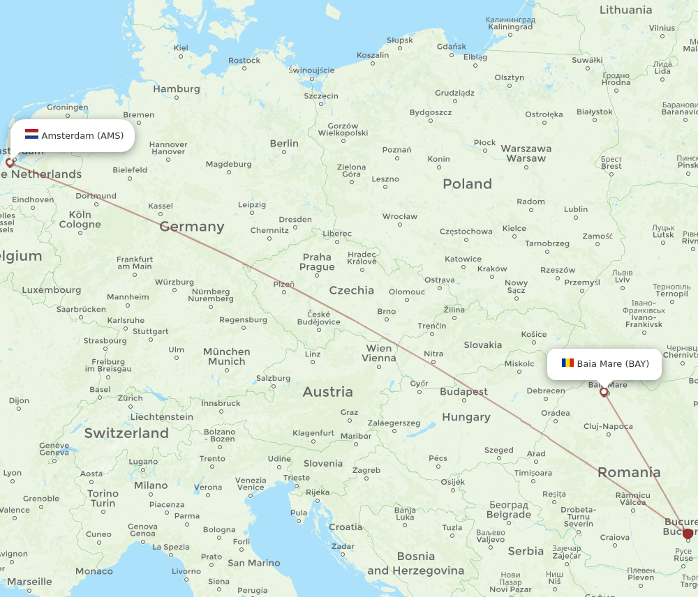 BAY to AMS flights and routes map
