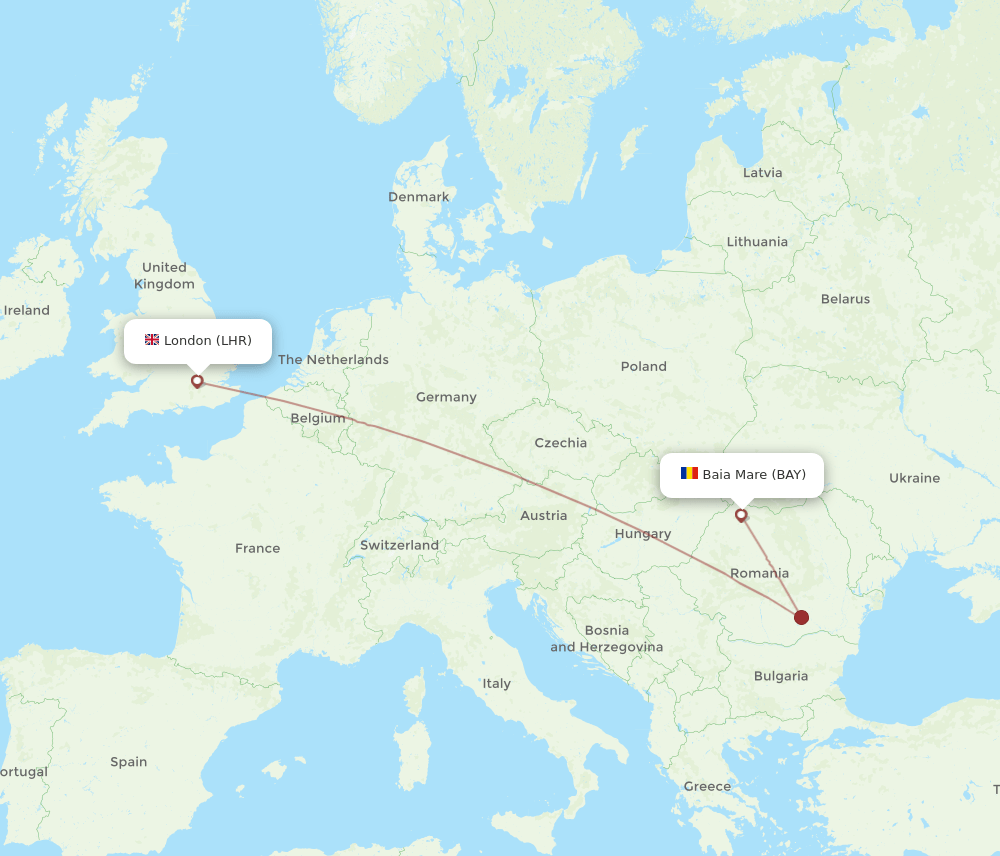 BAY to LHR flights and routes map