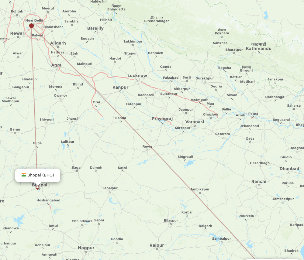 BBI-BHO flight routes