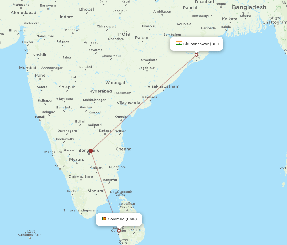 BBI to CMB flights and routes map