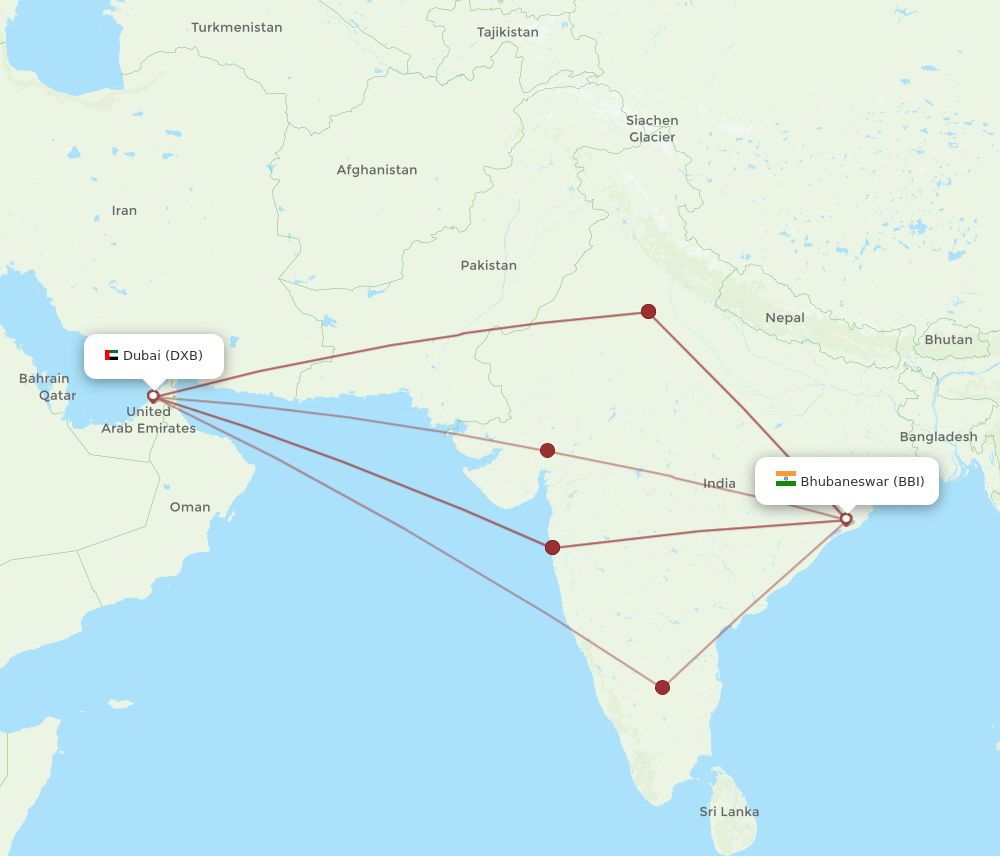 BBI-DXB flight routes