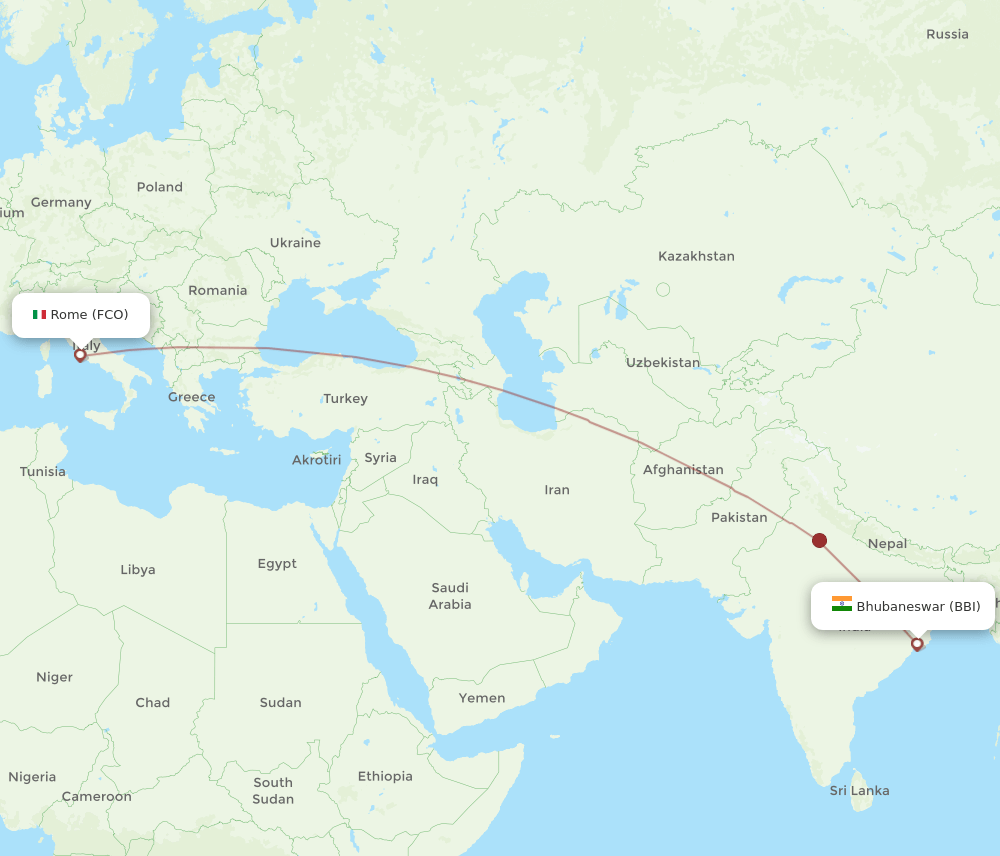 BBI-FCO flight routes