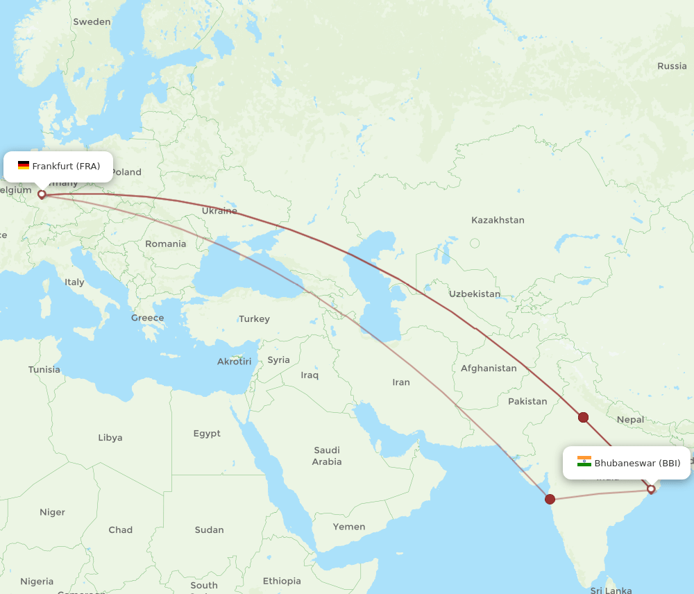 BBI-FRA flight routes