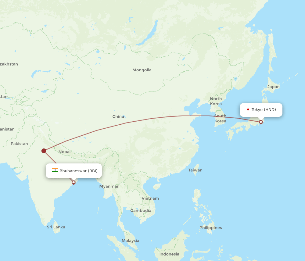 BBI-HND flight routes