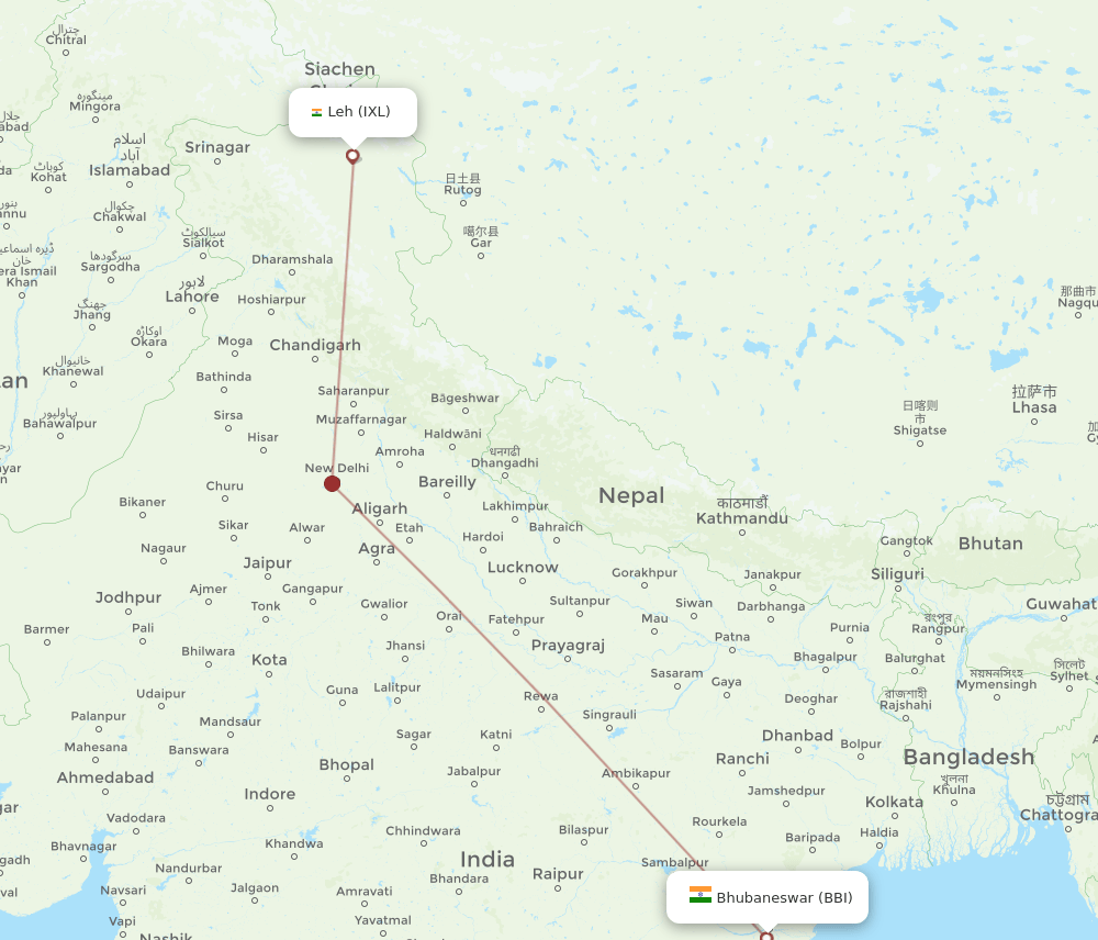 BBI-IXL flight routes