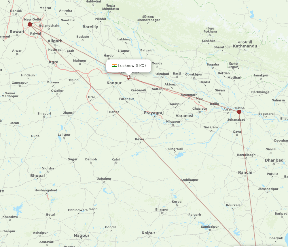 BBI-LKO flight routes