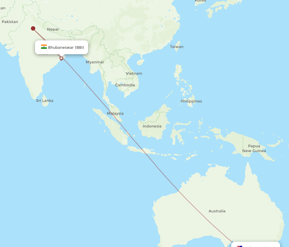 BBI-MEL flight routes