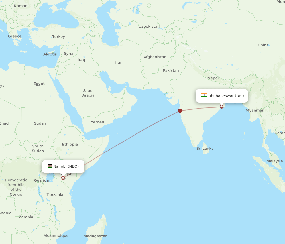 BBI-NBO flight routes