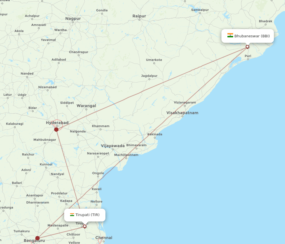 BBI-TIR flight routes