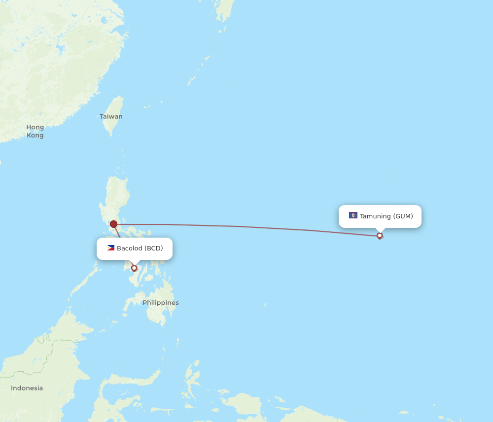 BCD to GUM flights and routes map