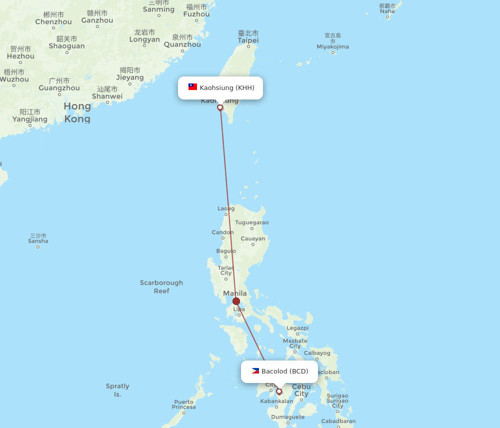 BCD-KHH flight routes