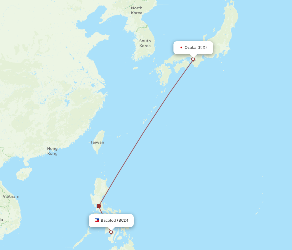 BCD to KIX flights and routes map