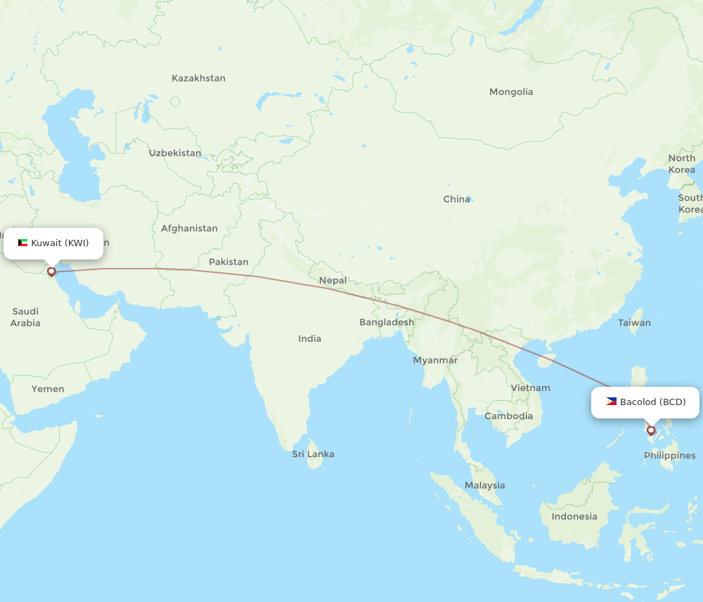 BCD-KWI flight routes
