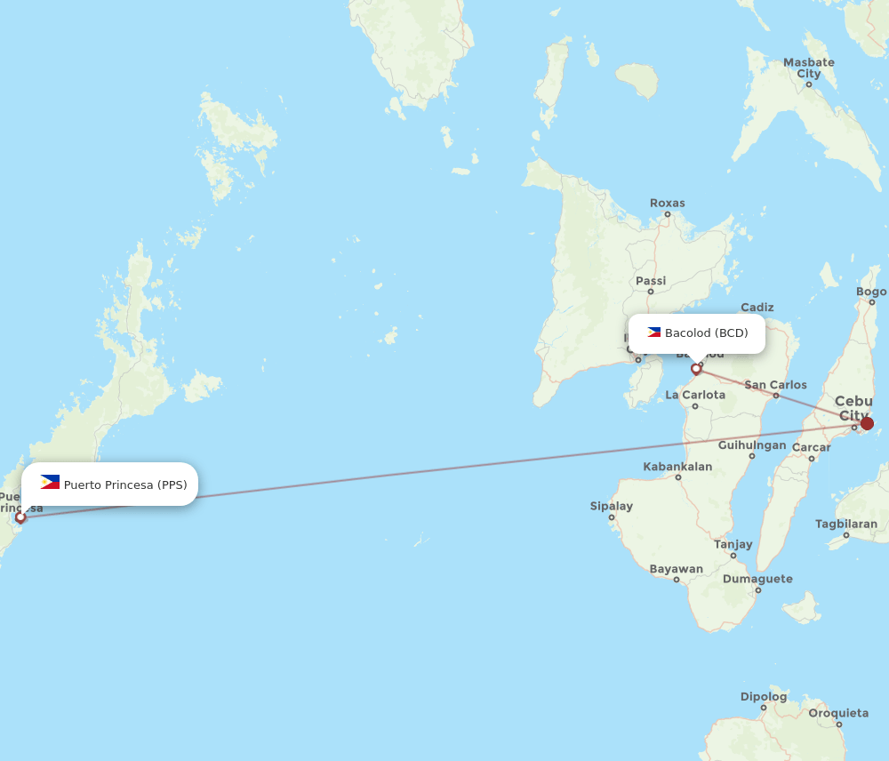 BCD to PPS flights and routes map