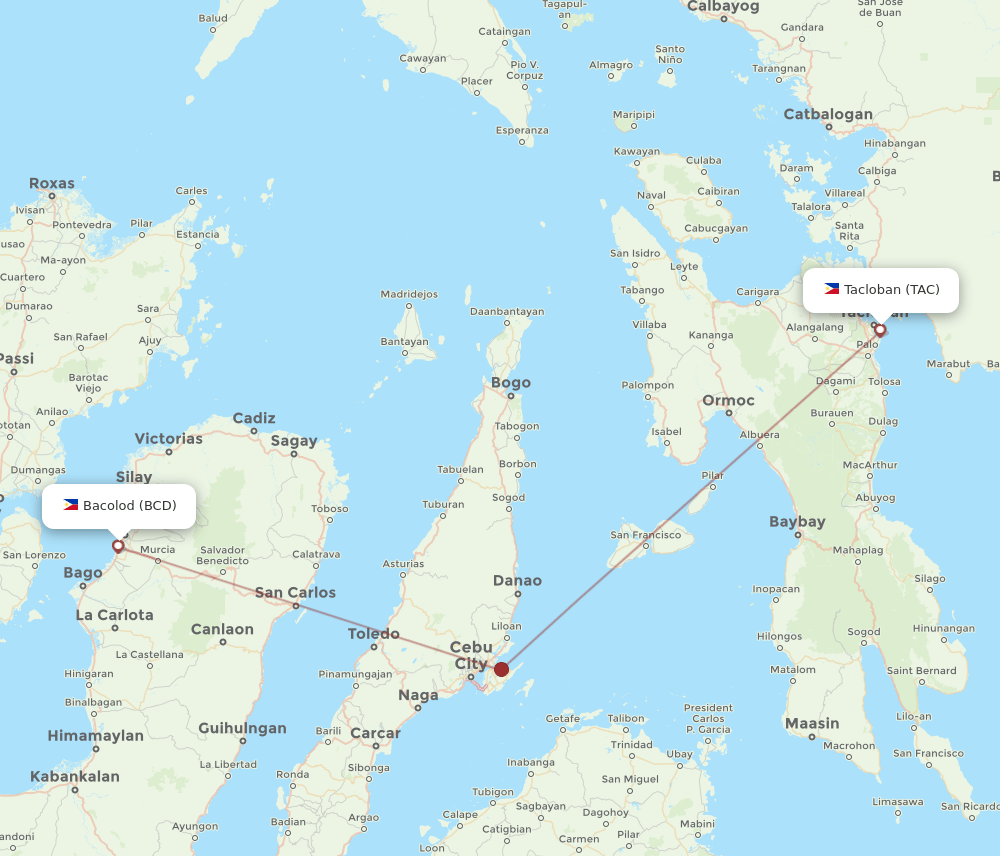 BCD-TAC flight routes