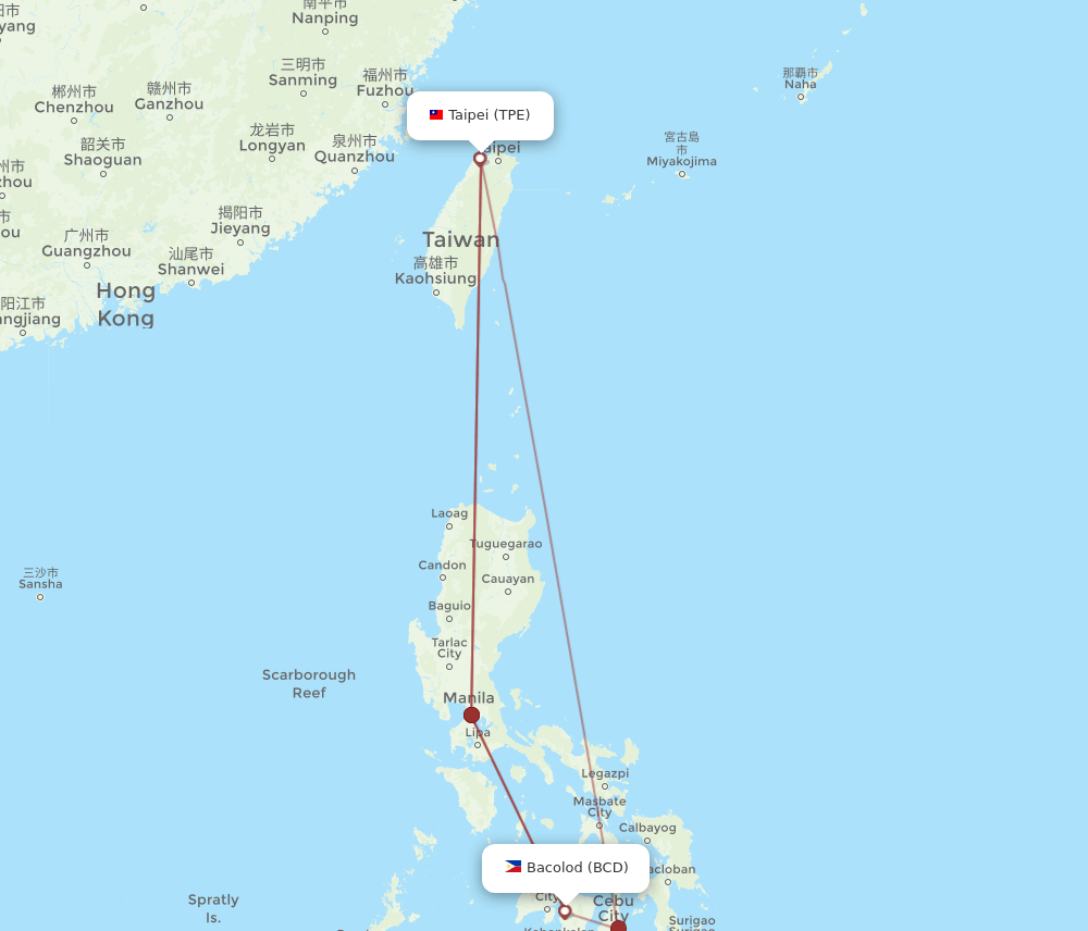 BCD-TPE flight routes