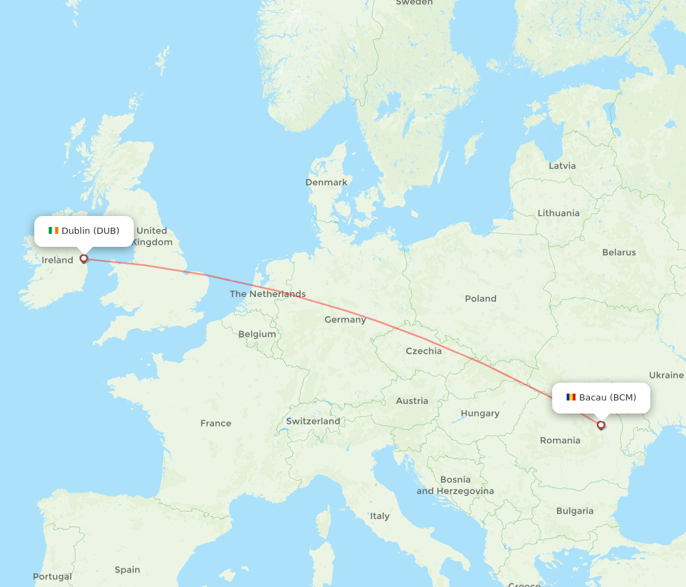 BCM to DUB flights and routes map