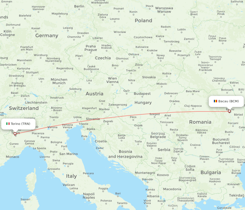 BCM to TRN flights and routes map