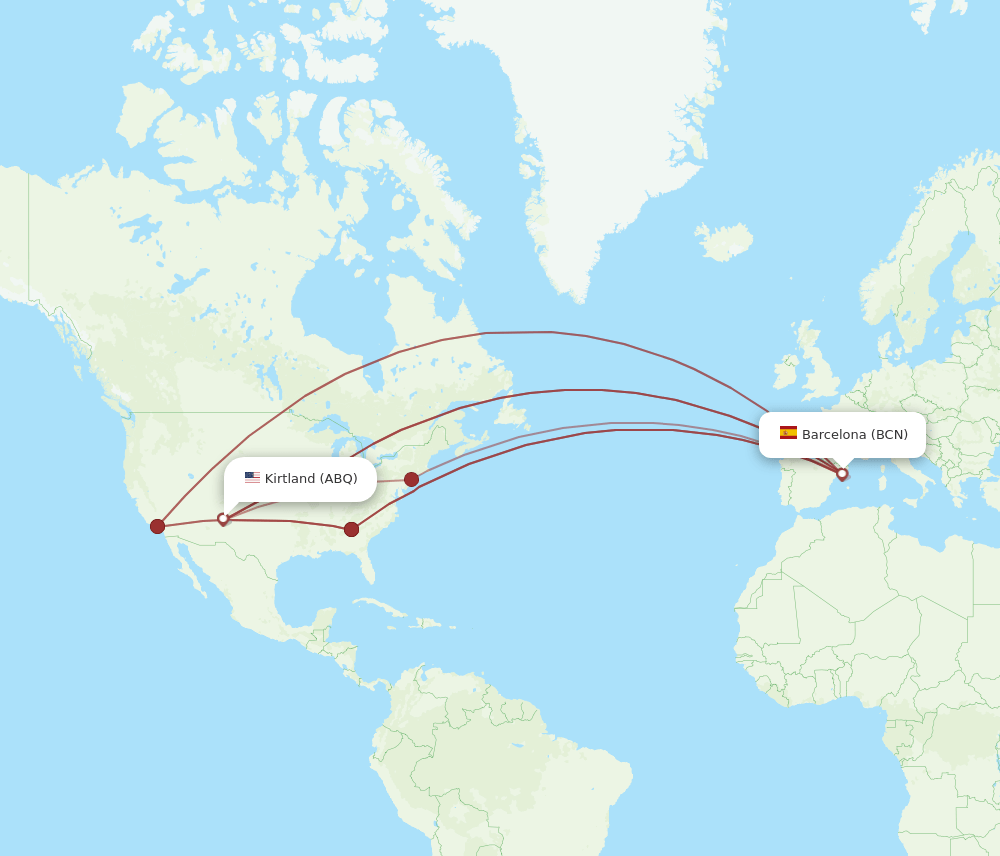 BCN-ABQ flight routes