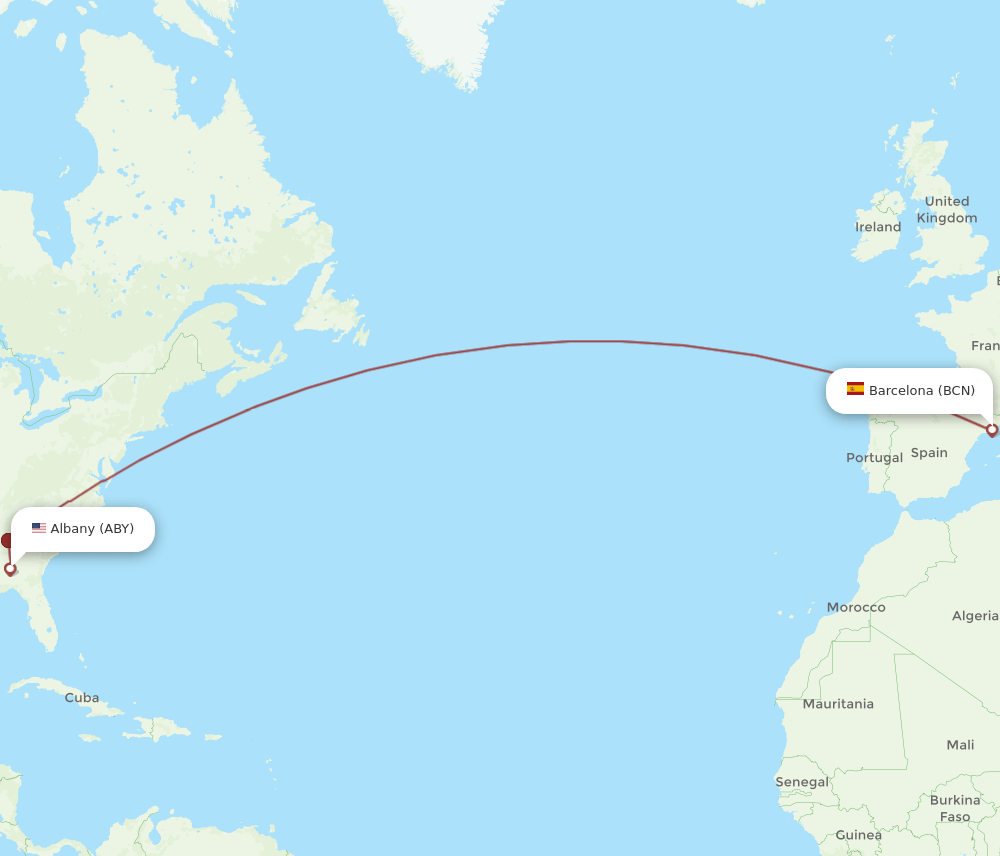 BCN-ABY flight routes