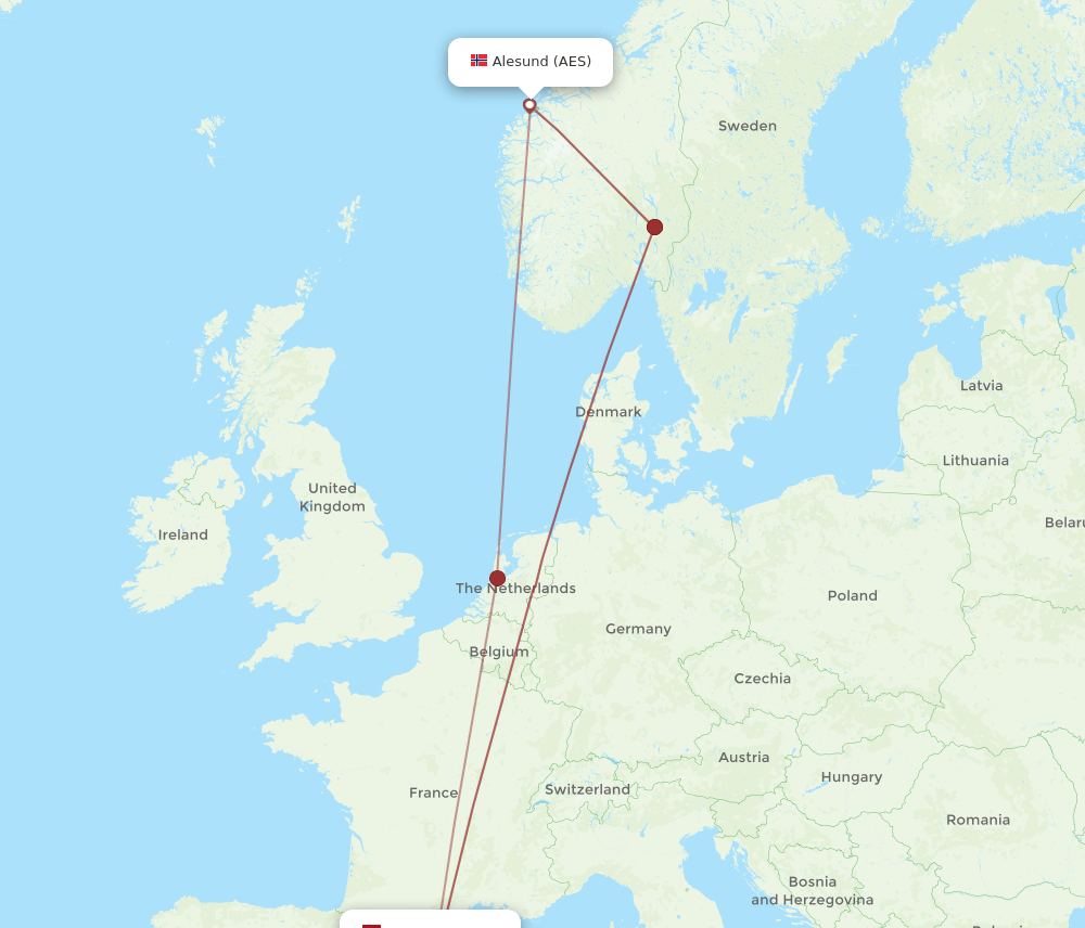 BCN-AES flight routes