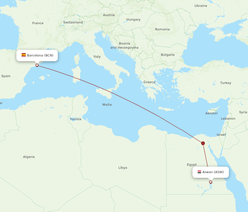 BCN-ASW flight routes