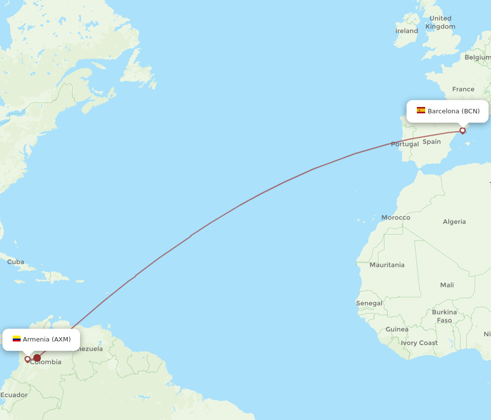 BCN-AXM flight routes
