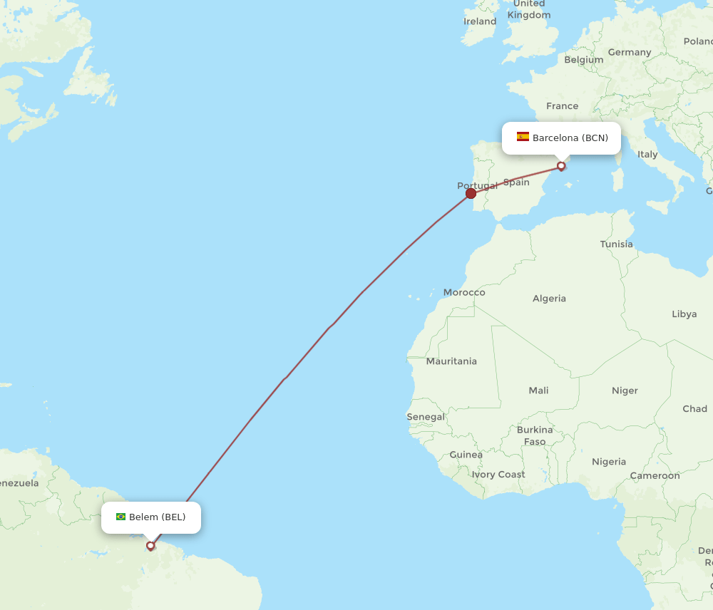 BCN-BEL flight routes