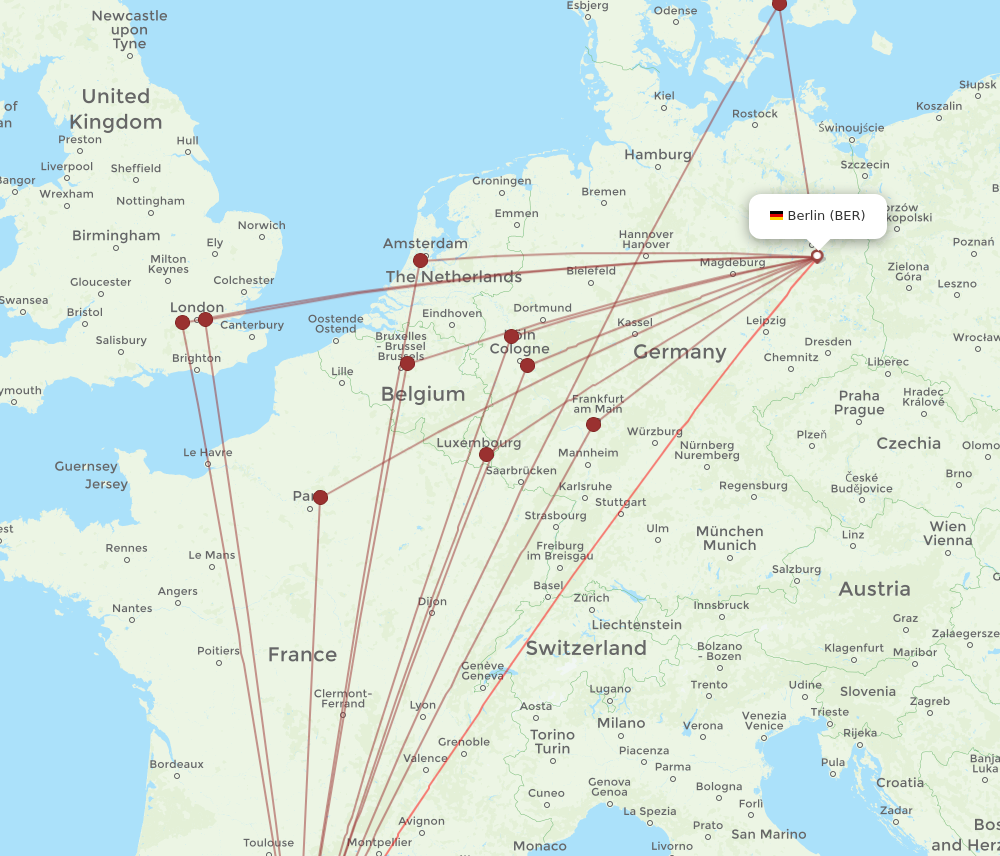 BCN to BER flights and routes map