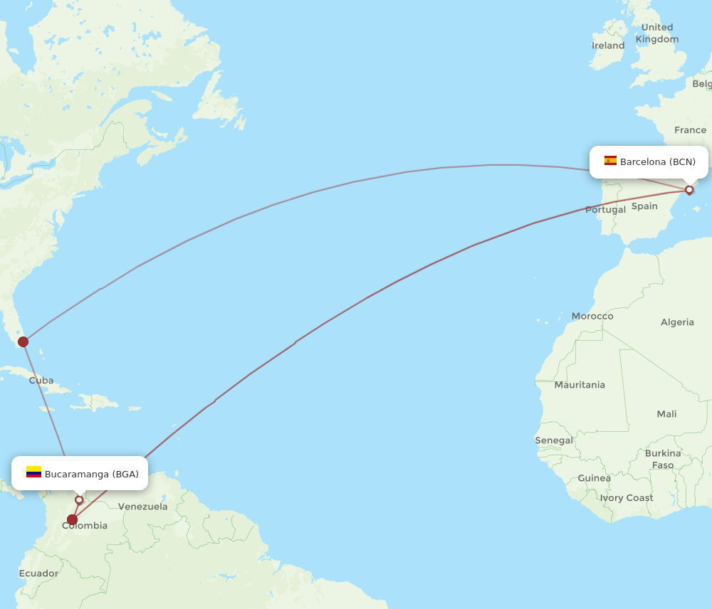 BCN-BGA flight routes