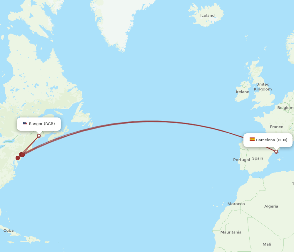 BCN-BGR flight routes