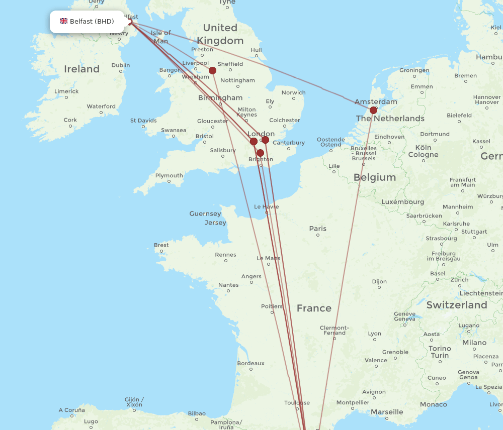 BCN-BHD flight routes