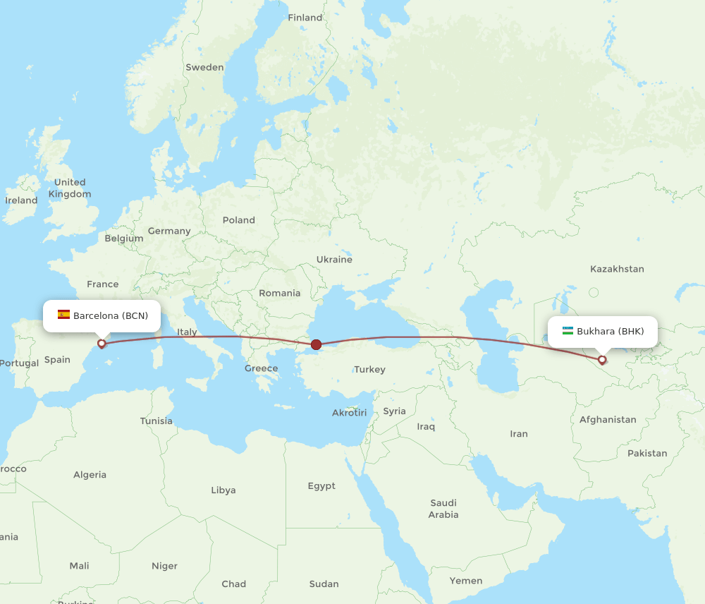 BCN-BHK flight routes