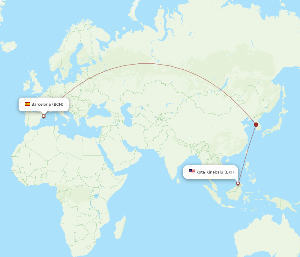 BCN-BKI flight routes