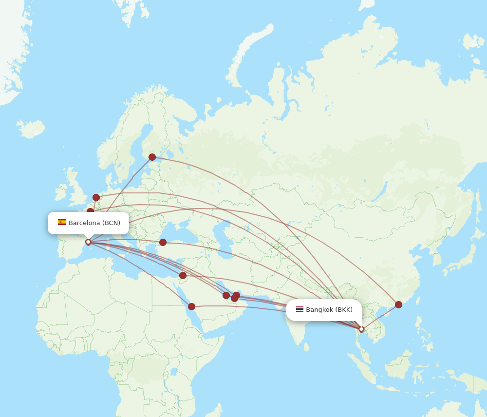BCN-BKK flight routes