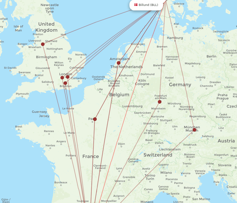 BCN-BLL flight routes