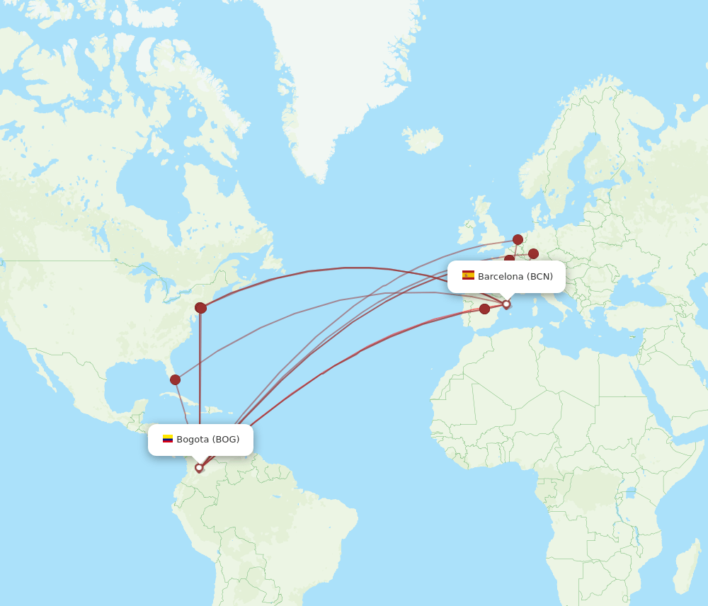 BCN-BOG flight routes