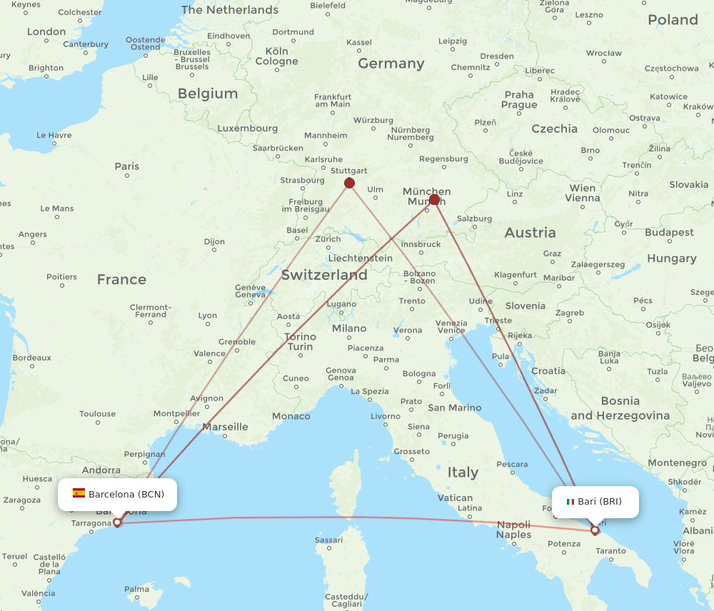 BCN-BRI flight routes