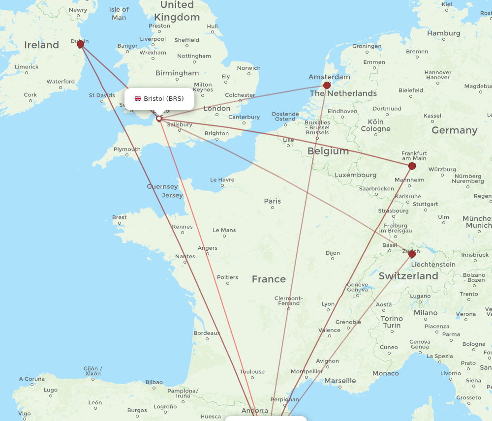 BCN to BRS flights and routes map